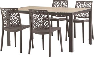 Siediti Fuori e Dentro Conjunto comedor 4 personas: mesa t&oacute;rtola/madera, sillas t&oacute;rtola