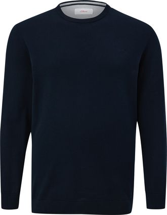 s.Oliver Strickpullover, Herren, Gr. 5XL, navy, Strick, Obermaterial: 100% Baumwolle, S.OLIVER MEN BIG SIZES, bestickt, unifarben, normal h&uuml;ftbedeckend, Rundha