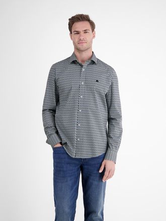 Lerros Langarmhemd LERROS LERROS Poplinhemd mit Stretchanteil, Herren, Gr. L, Normal- und Kurzgr&ouml;ssen, fjord blau, 97% Baumwolle, 3% Elasthan, Hemden Langarm