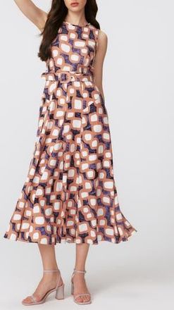 Diane Von F&uuml;rstenberg Elliott Abstract Print Sleeveless Midi Dress in Deco Geo Med at Nordstrom Rack, Size Xx-Small