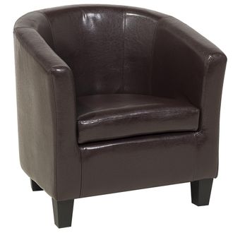 Beliani Sill&oacute;n Club Tapizado En Piel Sint&eacute;tica Marr&oacute;n Respaldo Bajo Dise&ntilde;o Retro Borwick