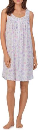 Eileen West Floral Sleeveless Short Jersey Chemise in White/flour at Nordstrom, Size X-Small