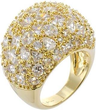 Kenneth Jay Lane Multi-Cut CZ Domed Cluster Ring in Clear/Gold at Nordstrom Rack, Size 7