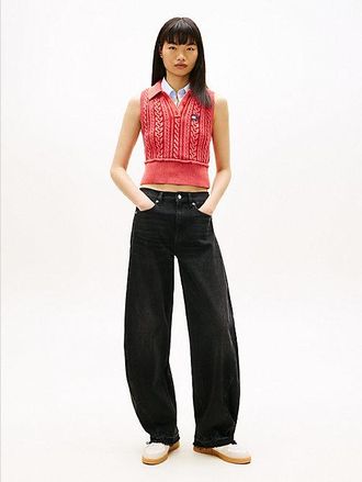 Tommy Hilfiger Vaqueros negros corte de barril y talle medio