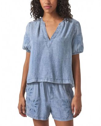 Splendid Cayden V-Neck Blouse In Indigo