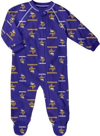Outerstuff Newborn Purple Minnesota Vikings Allover Print Raglan Full-Zip Jumper at Nordstrom, Size 6-9M