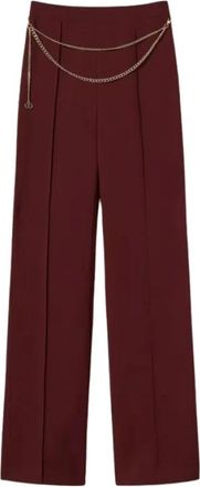 Twinset Pantaloni in cr&ecirc;pe cady con cintura - Dames - Wijde Broeken - Rood - XL - Leer - Broeken