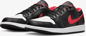 Nike Mens Nike Air Jordan 1 Low 553558-063 Sneakers Black Leather Lifestyle Shoes