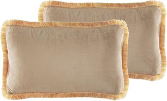 Beliani Beliani - Conjunto De 2 Cojines De Terciopelo Beige Borlas Decorativas 30 X 50 Cm Sala De Estar Pothos