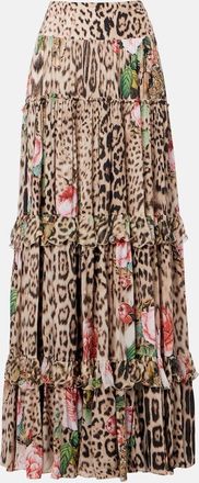 Roberto Cavalli Printed ruffled maxi skirt