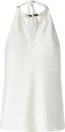 Pinko White Open-Back Draped Halter Neckline Blouse