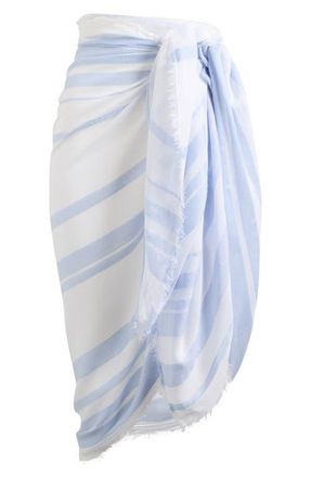Nordstrom Sheer Stripe Pareo Wrap in Blue- Ivory at Nordstrom