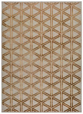 Atticgo Alfombra de lana geom&eacute;trica cobre 120x170 cm