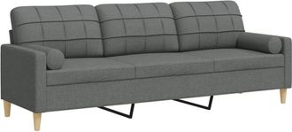 vidaXL Vidaxl - Sofá de 3 plazas con cojines tela gris oscuro 210 cm