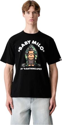 A Bathing Ape A Bathing Ape, Tops, Heren, Zwart, XL, Katoen, ABC Camo Milo On Big Ape Tee