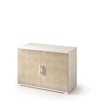 Terraneo Terraneo - Mueble Con Doble Puerta Y Estante Blanco Con Puertas De Roble