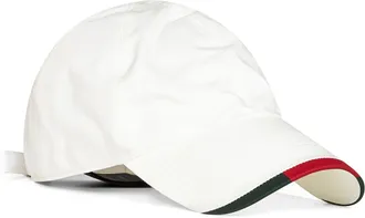 Gucci Mens Baseball Cap With Web Trim White Polyester Hat