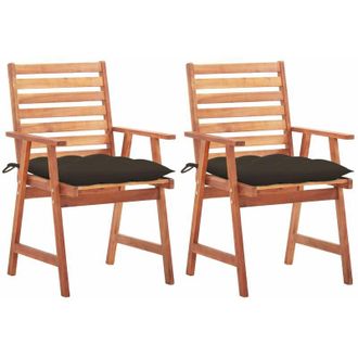 vidaXL Vidaxl - Sillas Comedor De Jard&iacute;n 2 Uds Madera Maciza Acacia Y Cojines