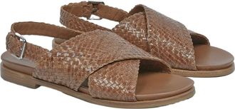Celtic & Co. Leather Woven Crossover Sandal in Brown at Nordstrom, Size 11