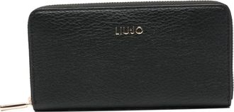 Liu Jo logo-plaque zip wallet - women - Polyester/Polyurethane Resin/Polyester - One Size - Black