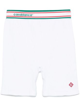Casablanca seamless sports shorts - women - Elastane/Polyester/Polyamide - L/XL - White
