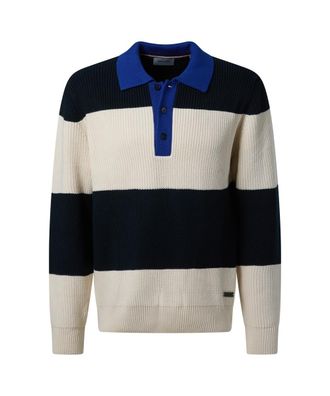 Pierre Cardin Strickpullover PIERRE CARDIN, Herren, Gr. XXL, blau (salute), Strick, Obermaterial: 75% Baumwolle, 25% Polyamid, colorblocking, normal normal, ohne Au