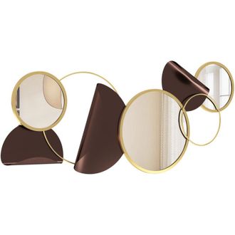HOMCOM Homcom - Specchio Rotondo da Parete con Decorazione in Metallo 3D Oro