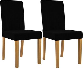 Clp Juego De 2 Sillas De Comedor Ina De Pana Negro Antiguo Claro