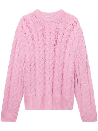 Stella McCartney cable-knit long-sleeve jumper - women - Alpaca Wool/Polyamide - M - Pink