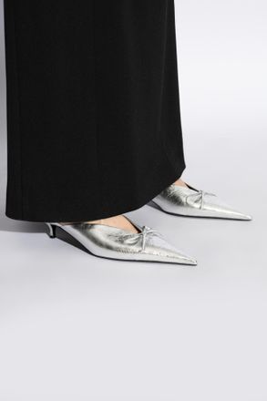 Balenciaga Heeled Mules Knife, Womens, Silver
