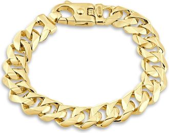 Pompeii3 Mens Cuban Flat Link 14k Yellow Gold 80gram 12.5mm Link Bracelet 8.5