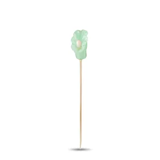 Luxury Bazaar Vintage 14K Yellow Gold Jade and Conch Pearl Stick Pin MF01-091626