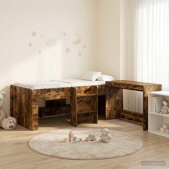 vidaXL Vidaxl Struttura Del Letto Con Scrivania 2 Pz Rovere Fumo