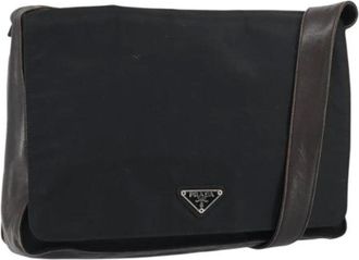 Prada Pre-owned Cross Body Bags, female, Black, Size: ONE SIZE Pre-owned Nylon Cross Body Bag