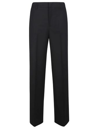 Pantaloni Torino Black Lorenza Mid-Rise Virgin Wool-Blend Straight-Leg Pants