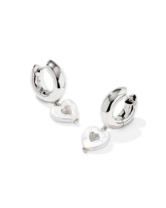 Kendra Scott Womens Sasha Heart Huggie Earrings In Silver