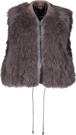 Fabiana Filippi Shearling Gilet met Geribbelde Kraag - Dames - Bodywarmers - Bruin - XS - Polyester - Jassen