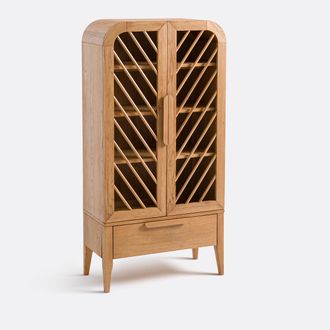 La Redoute Interieurs Hoge buffetkast met 2 deuren en 1 lade van eikenhout en fineer, Anda