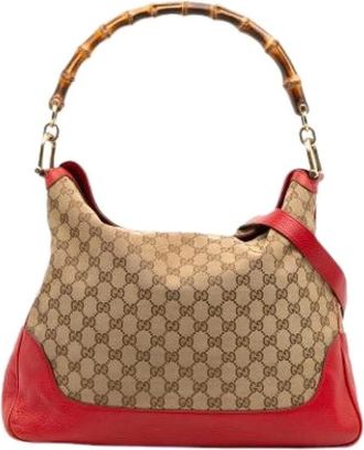 Gucci Pre-owned Shoulder Bags, female, Beige, Size: ONE SIZE Pre-owned Vintage Canvas Shoulder Bag
