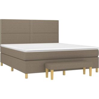 vidaXL Vidaxl - Cama Box Spring Con Colch&oacute;n Tela Gris Taupe 180x200 Cm