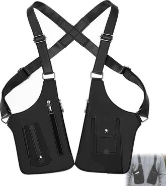 Generic Double Shoulder Armpit Bag For Men, Adjustable Shoulder Strap Bag, Leather Under Arm Shoulder Bag For Men (Black,Large)