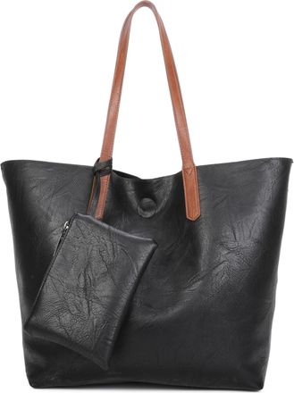 Generic 3 in 1 Shopper Bag for Women, Large Synthetic Tote Handbag with Madgot Top Closure, Detachable Long Strap, Removable Inner Bag & Small Purse Charm (Bl