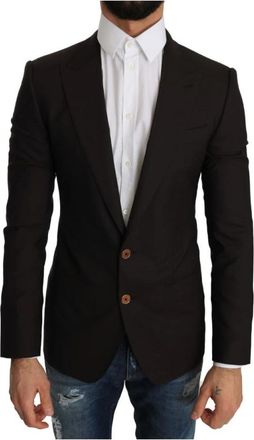 Dolce & Gabbana Slanke Bruine Wollen Blazer Jas - Heren - Blazers - Bruin - XS - Wol - Jassen