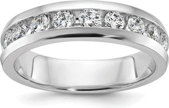Diamond2Deal 14k White Gold Lab Grown Diamond 9-Stone Band Ring 1Ct Clarity- VS Color- G-H