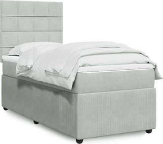 vidaXL Cama Box Spring Con Colch&oacute;n Terciopelo Gris Claro 90x190 Cm Vidaxl