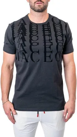Maceoo Repetition Black Logo Appliqué Stretch Cotton T-Shirt at Nordstrom, Size 6
