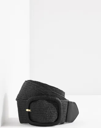 Talbots Stretch Straw Belt - Black - Medium Talbots