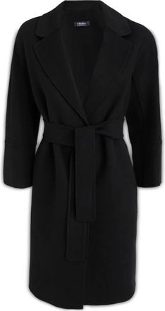 Max Mara Gebelde wollen jas - Dames - Jas met riem - Zwart - S - Wol - Jassen
