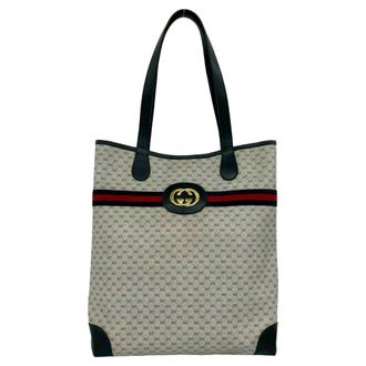 Gucci Navy Red Color Pvc Leather Tote Bag (Pre-Owned)