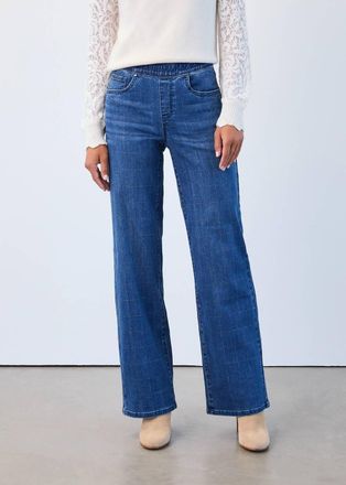 FDJ Wide Leg Pull On Jeans In Silver Check Statement Denim